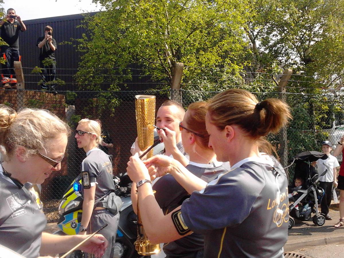 Your flame to fame. 
Readers' pictures capture memories of the Olympic Torch in town Anna Higgins
Age: 14
Location: Gipsy Lane, Swindon
