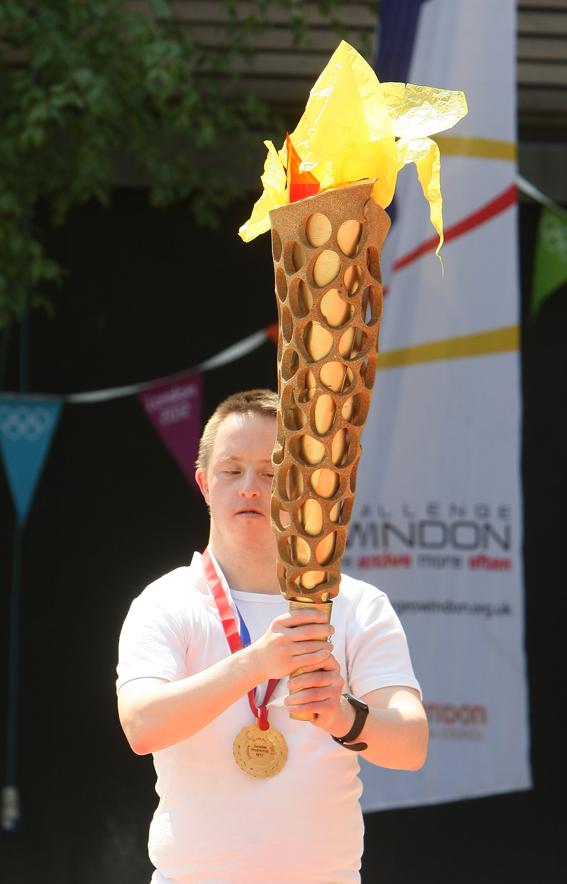 Holiday atmosphere as the famous Olympic Torch is paraded through Wiltshire