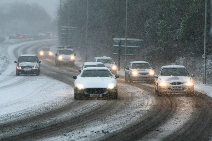 Motorists struggle on icy roads in Swindon