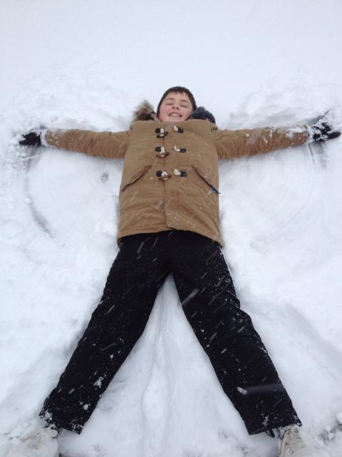 Having fun in the snow in Swindon