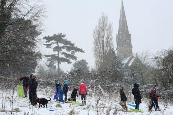 Snow fun for youngsters in the Lawns, Old Town