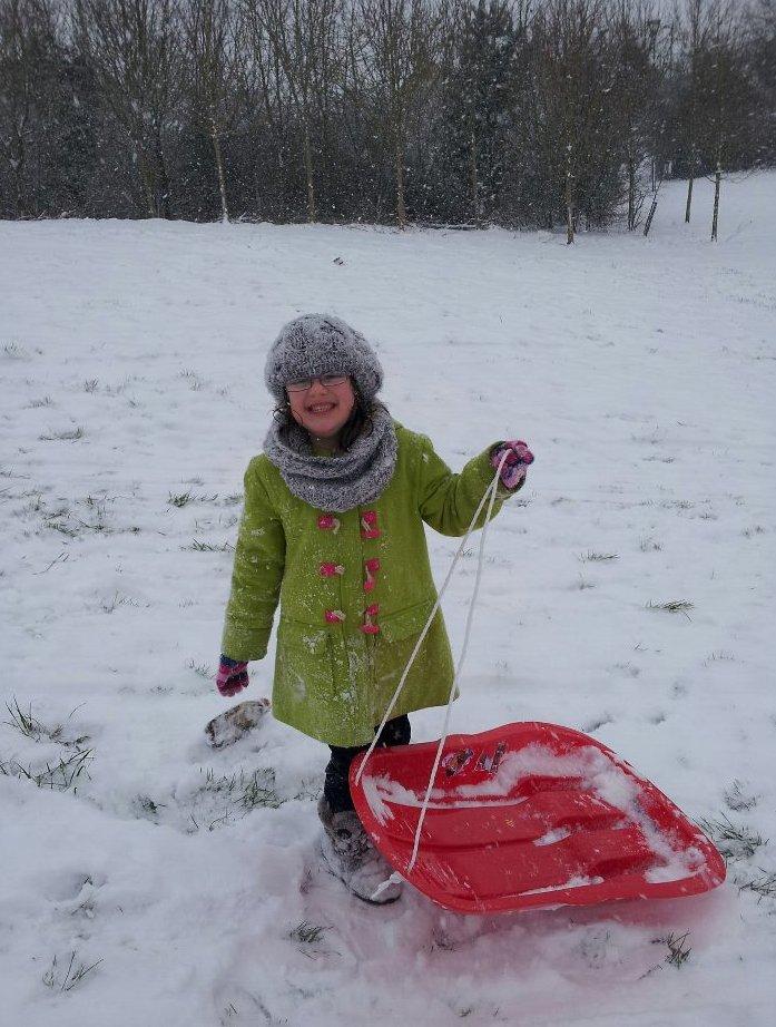 Sophie Strange aged 5 plays in the snow