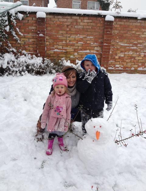 Hannah, Mitchell & Lacey their snowman 