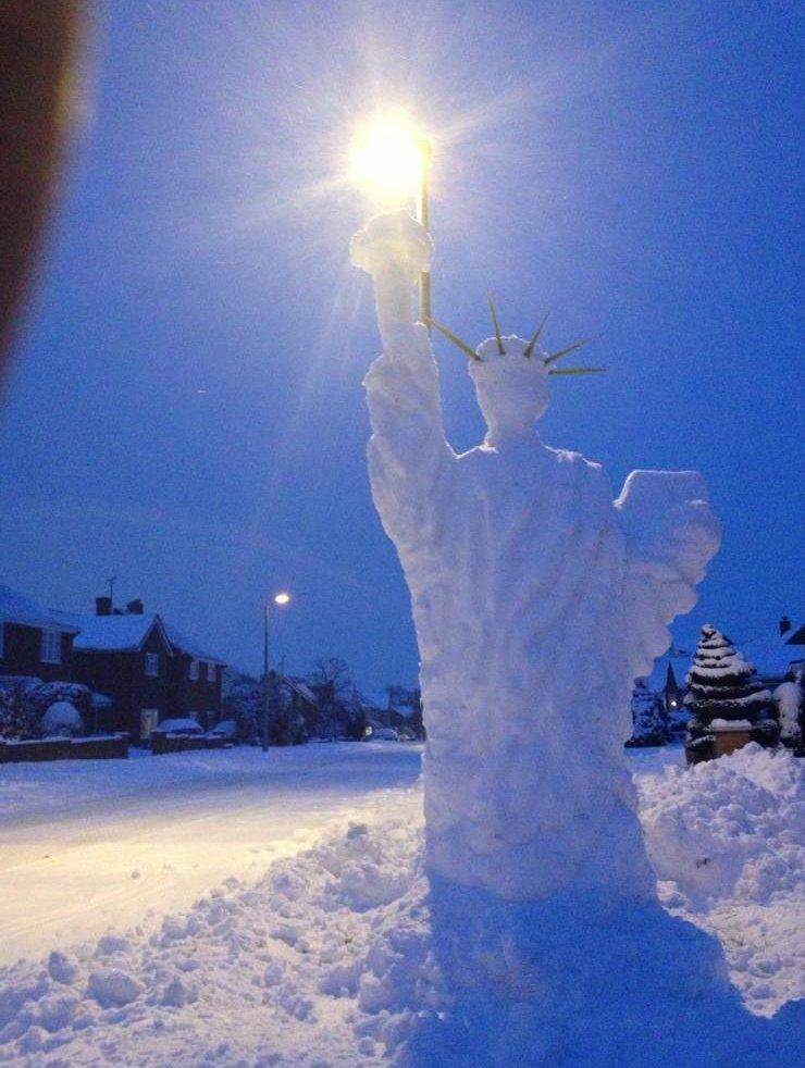 Snow sculpture: Statue of Liberty