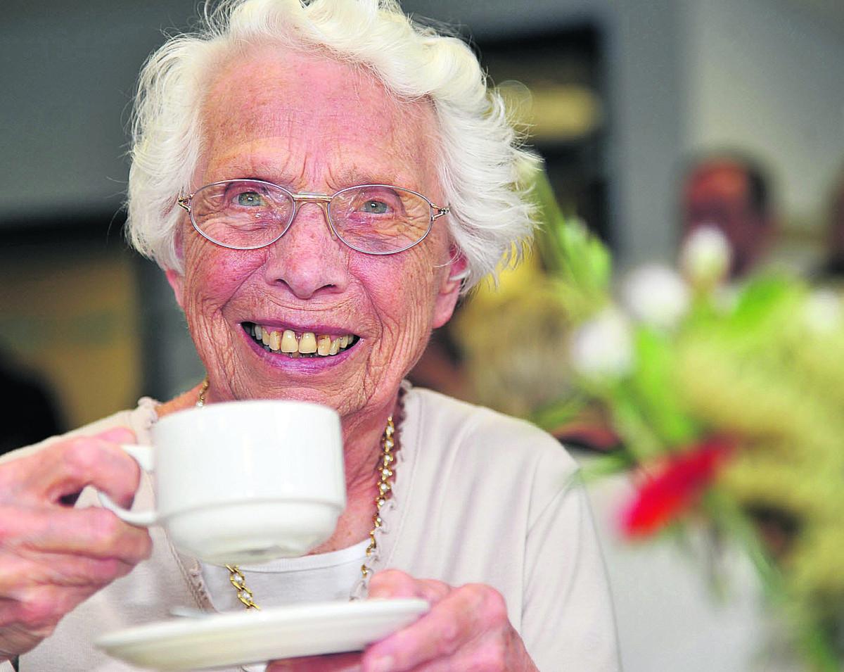 Doris Cruis enjoys a vintage tea party held at Royal Wootton Bassett Academy.