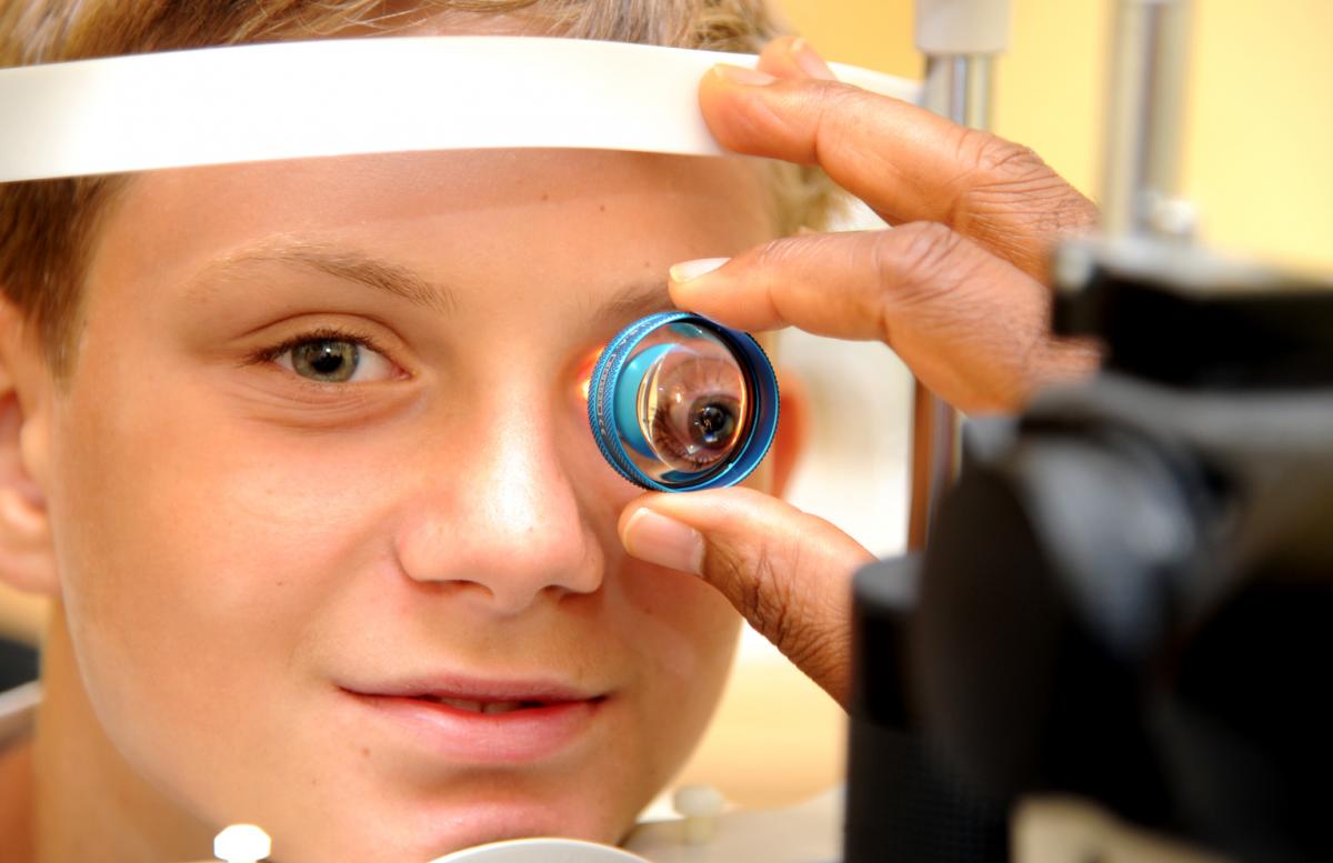 Children from Chernobyl visited Specsavers to have their eyes tested, Pictured is Oleksii Sidozenko.