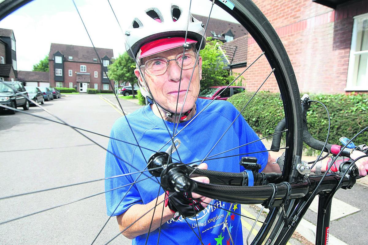 80-year-old Denis Hedges, from Swindon,  is cycling from Land’s End to John O Groats to raise money for the Make A Wish charity