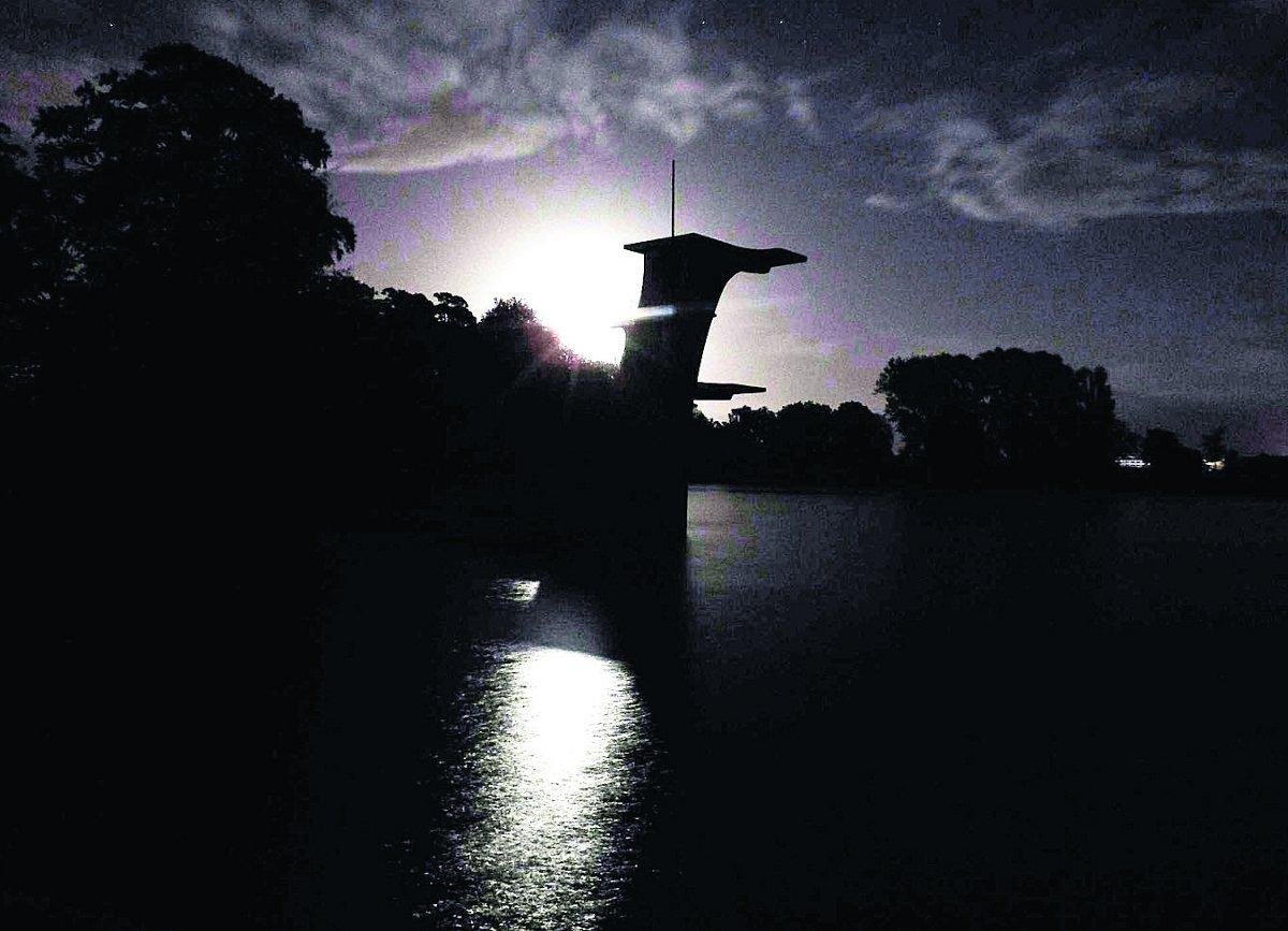 An atmospheric view of the diving board at Coate Water                                        Picture: Clive Bassett
