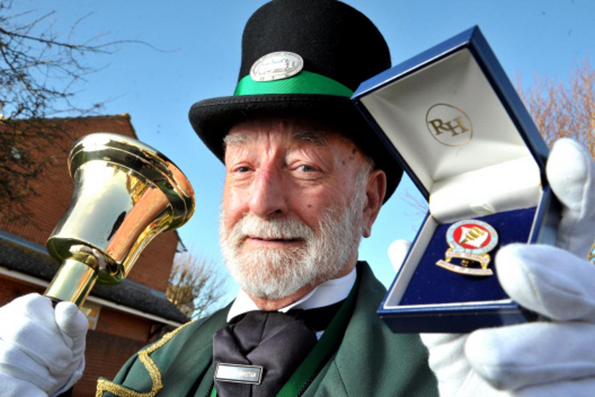 Fred 2012: Swindon Town Crier Fred Ferris has been presented with the Loyal Company of Town Criers Badge of Honour