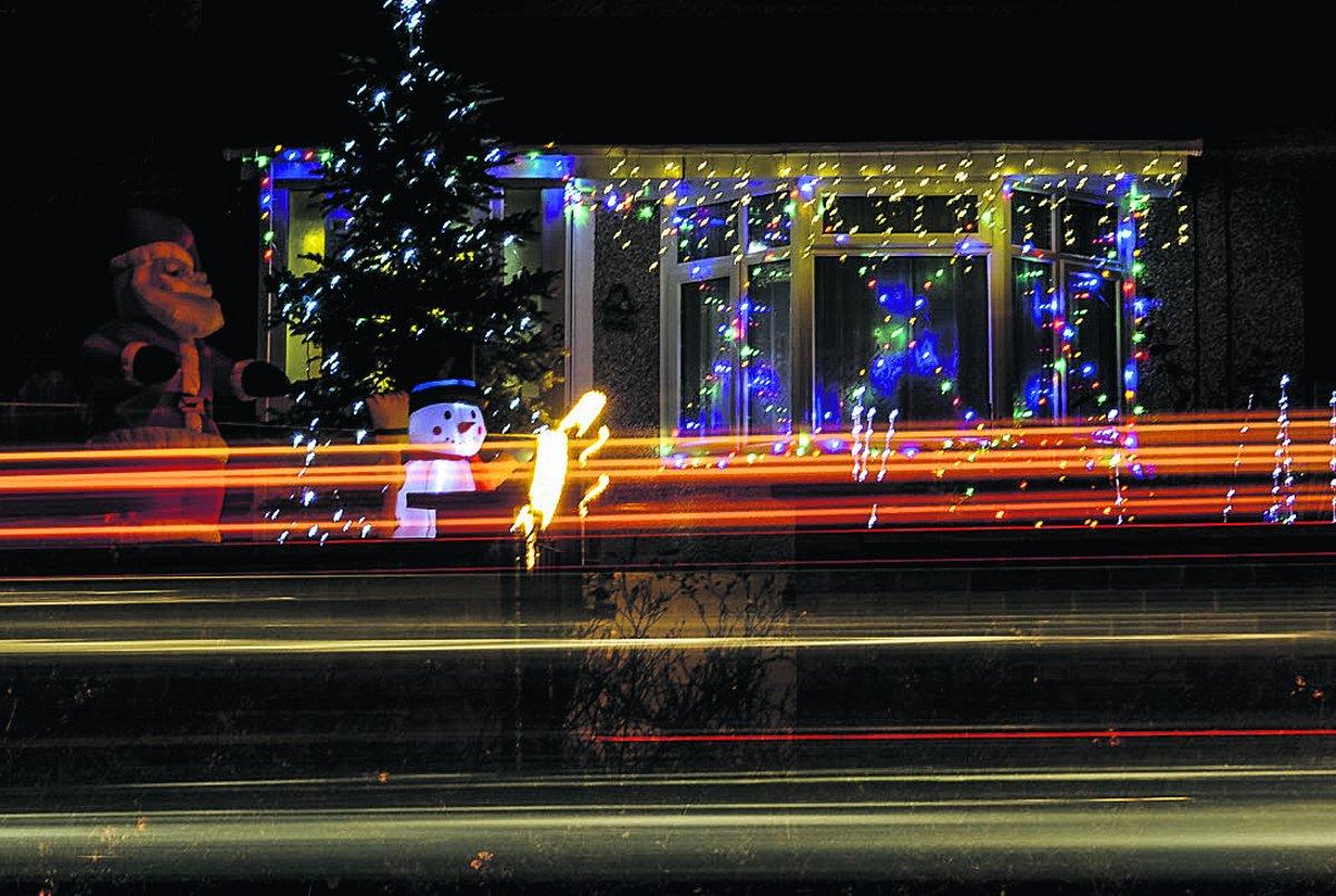 Christmas lights on Akers way being enjoyed as cars pass by                       Picture: ALEX SKENNERTON