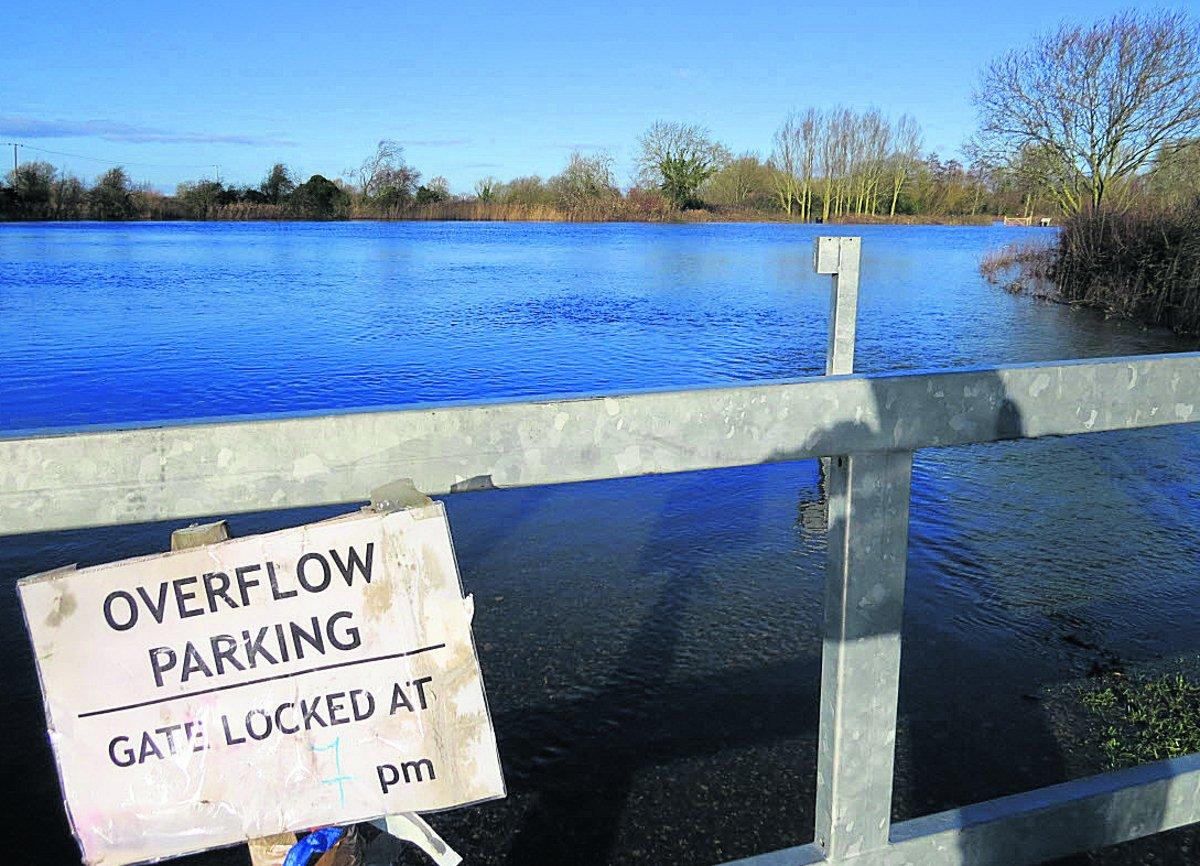 The Lechlade Riverside car park, showing where the Thames had burst its banks   
Picture: CHRIS BANKS