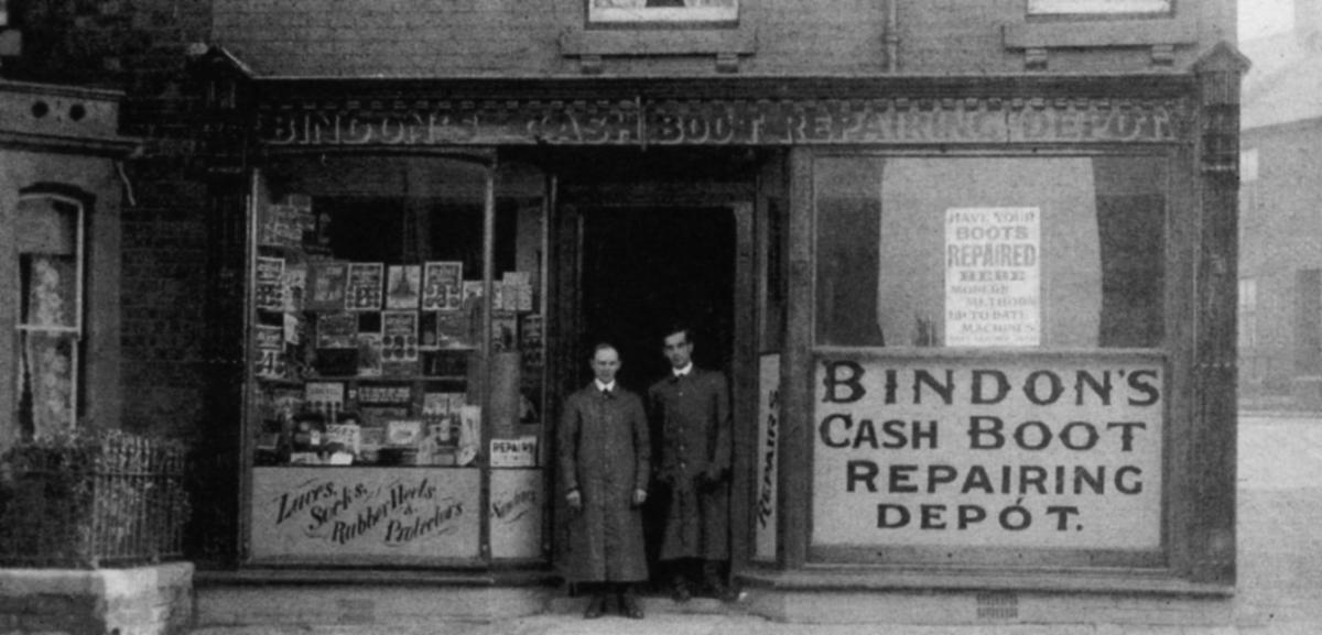 Swindon busineses like Bindon's boot repair depot struggled as the demands of war used up more and more resources such as leather.