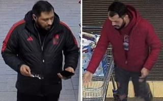Police are looking for these two men after bottles of alcohol were stolen from Tesco in Marlborough