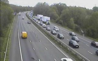 Traffic on the M4 due to the vehicle fire