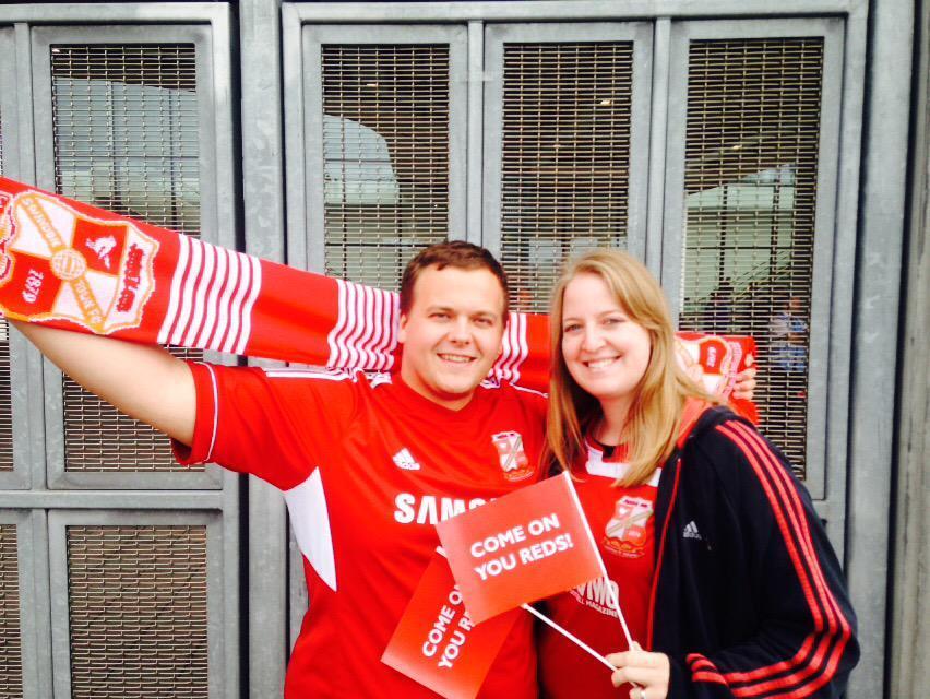 Two rather excited (and a little nervous) Swindon fans. Ashley and Rebekah Humphries, reports Craig Jones