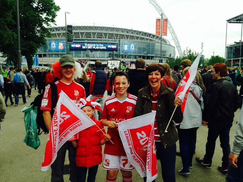STFC fans Farrell and Isaac enjoy their first Wembley trip.