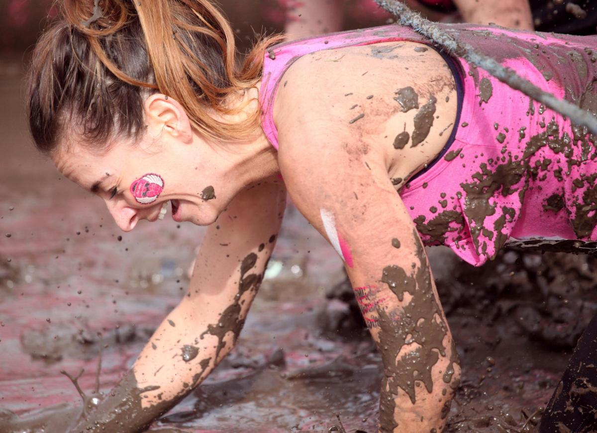 Action from Swindon's first Pretty Mudder event in aid of Cancer Research UK