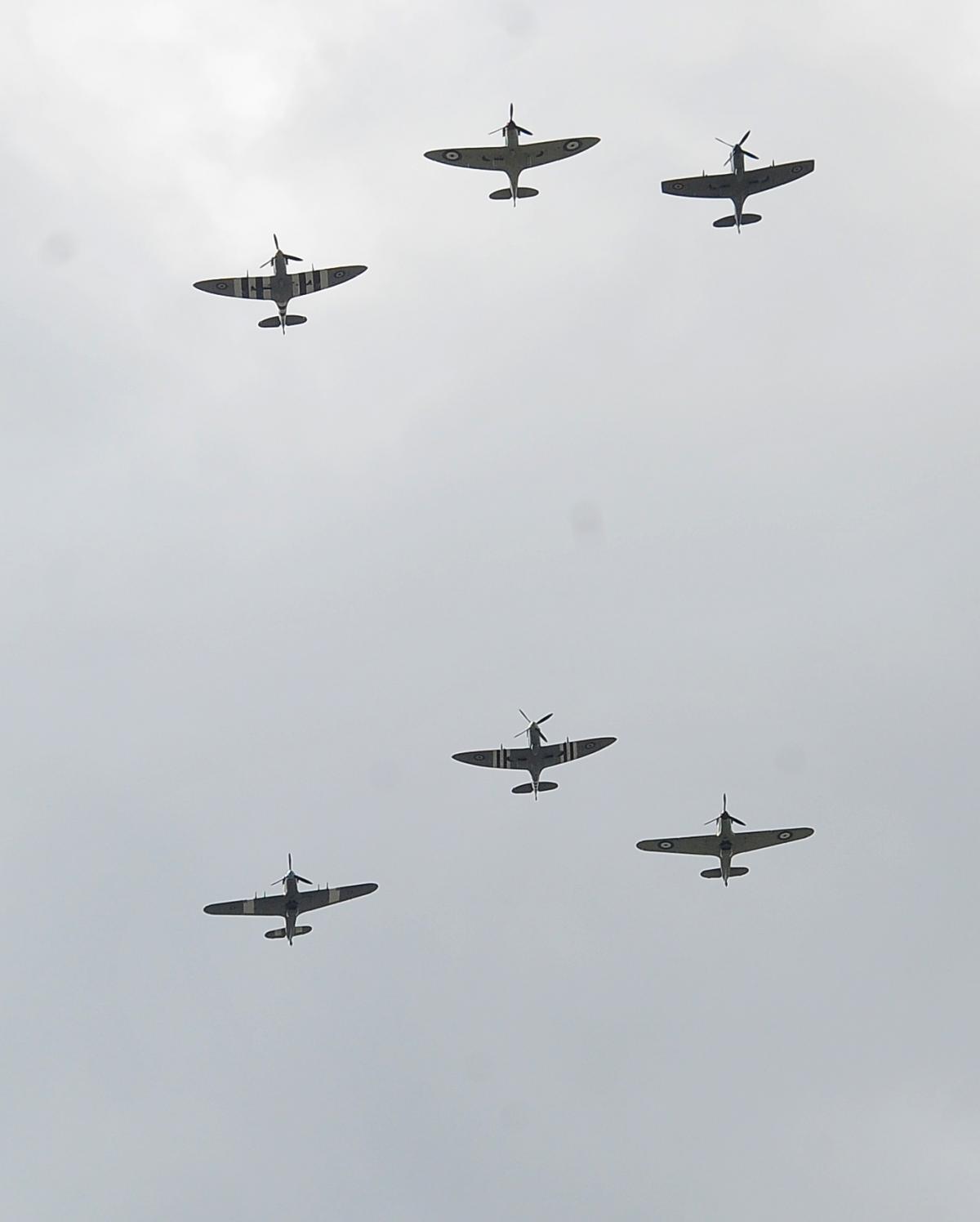 The flypast over Radnor Street Cemetery on Battle of Britain Day