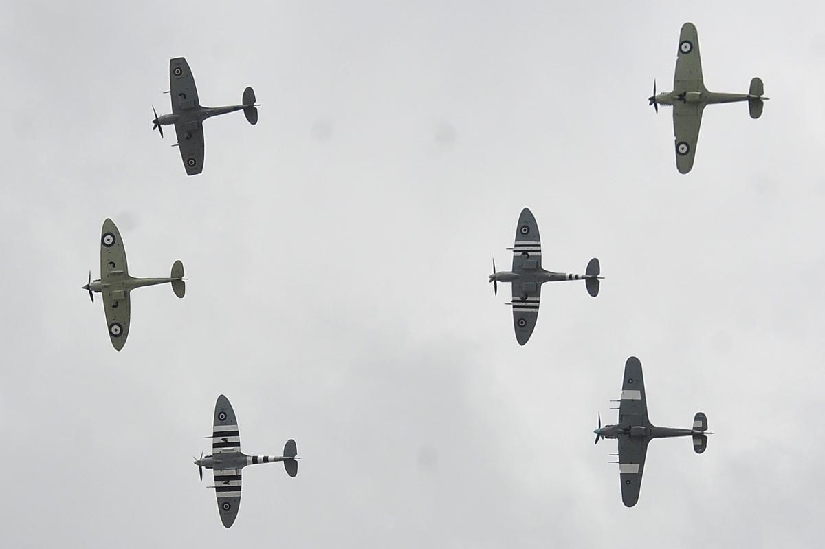 The flypast over Radnor Street Cemetery on Battle of Britain Day