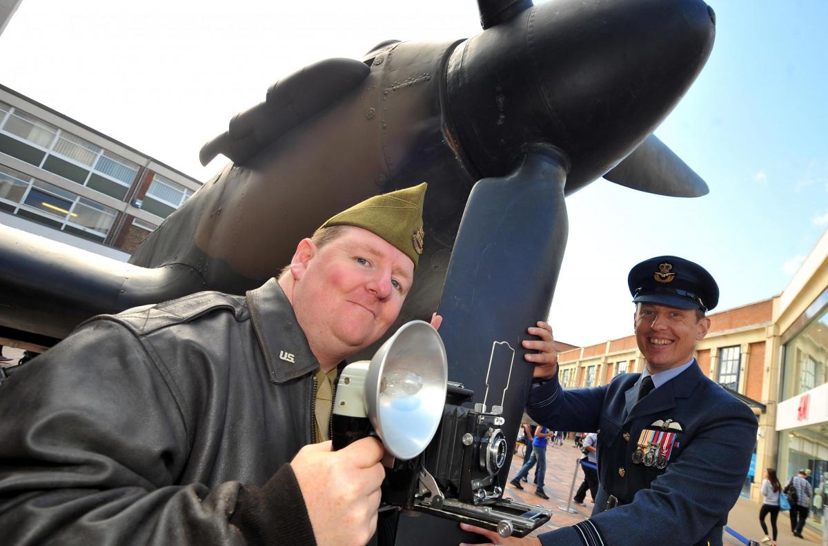 Steve Dixon and Stuart Patton during the Battle of Britain Vintage Day in the town centre. Picture by Dave Cox