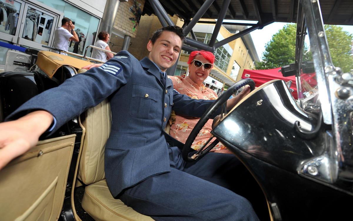Jack Booth and Raye Leonard during the Battle of Britain Vintage Day in the town centre. Picture by Dave Cox