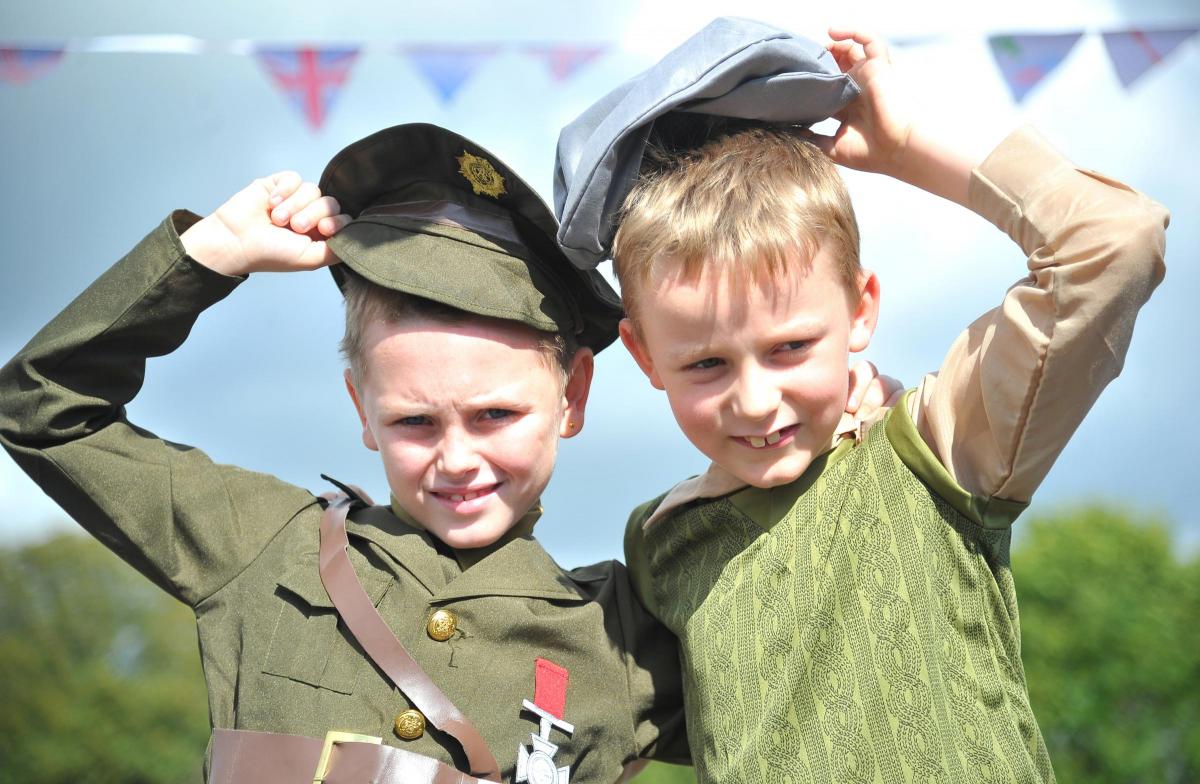 Alfie and Mylz during the Battle of Britain Day street party at Ruskin Junior School. Picture by Dave Cox