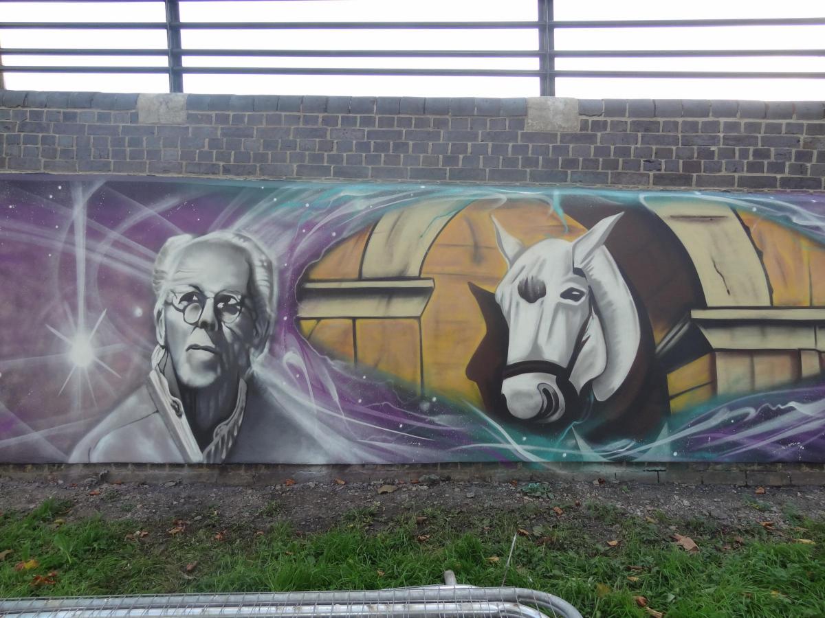 Mural commemorating 175 years of the Great Western Railway in Swindon Pictures by Thomas Kelsey