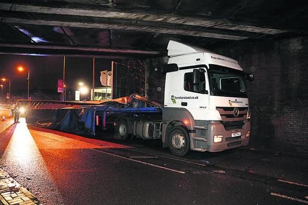 The Oak Furnitureland lorry which became trapped on January 9, 2015