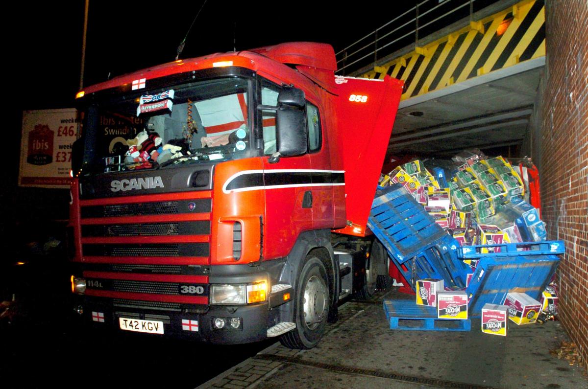 A lorry which hit the Wootton Bassett Road bridge on December 20, 2005