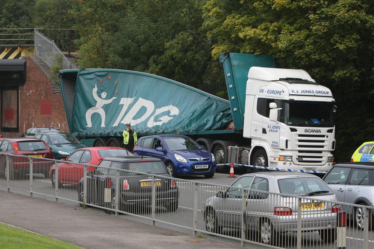 The lorry which shed packets of porridge after it hit Wootton Bassett Road bridge on September 3, 2010