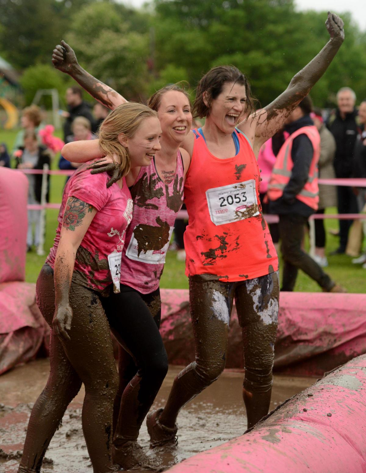 Tackling the dirt at Lydiard Park in the 5k Preddy Muddy event in aid of Cancer Research UK. Picture by Clare Green/www.claregreenphotography.com