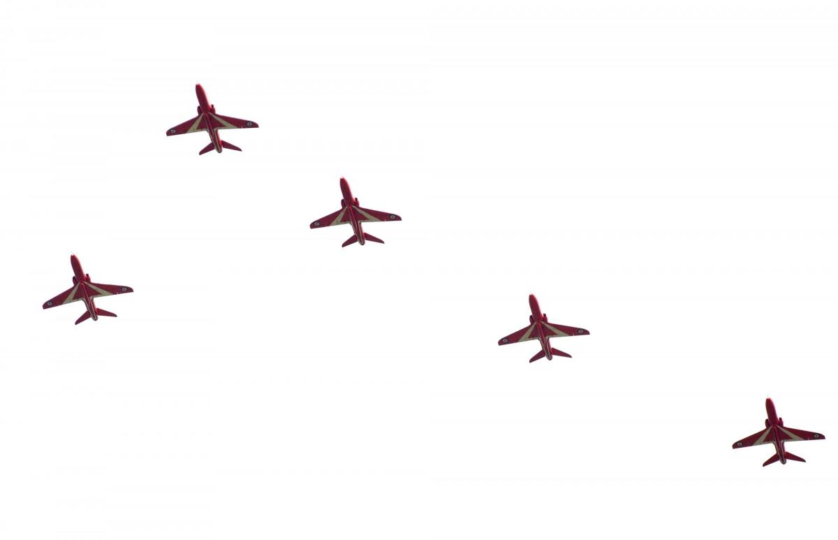 Dave Evans caught the Red Arrows on Saturday as they flew over Swindon Supermarine's Webb's Wood stadium on their way to RAF Fairford.