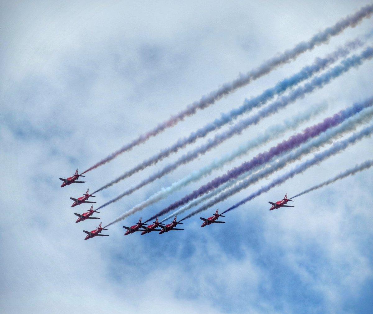 Clive Warr took this picture of the Red Arrows heading for RIAT