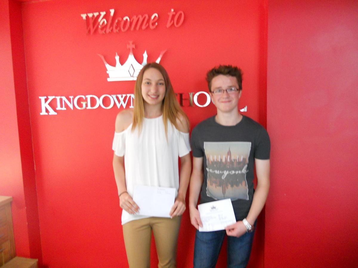 Kingsdown students collect their results