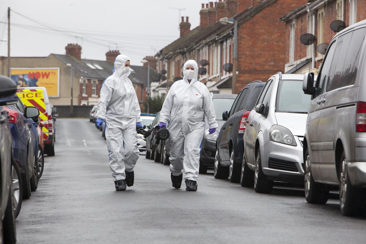 Forensic officers in Broad Street, Swindon