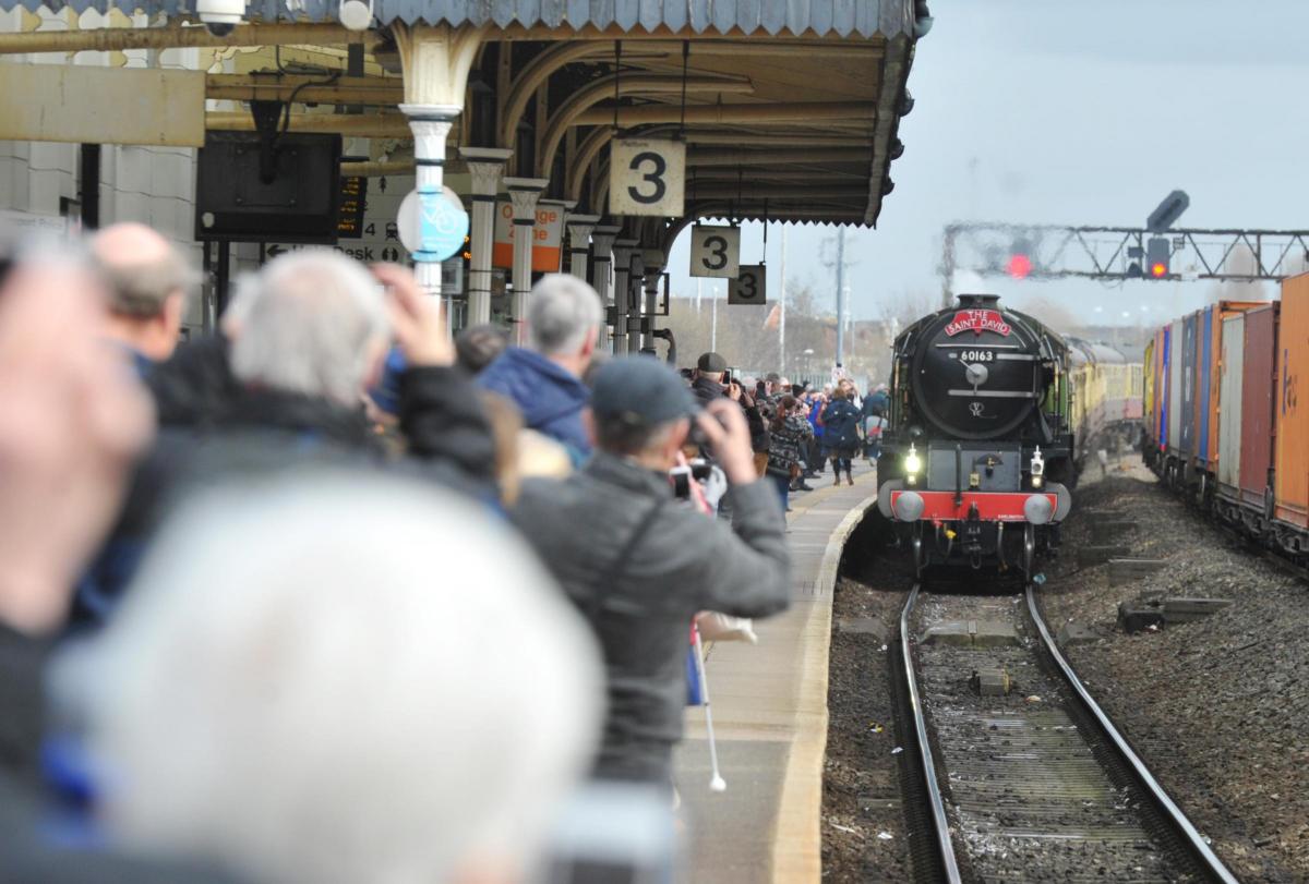The St David special service being pulled through Swindon today by Tornado. Picture by Dave Cox
