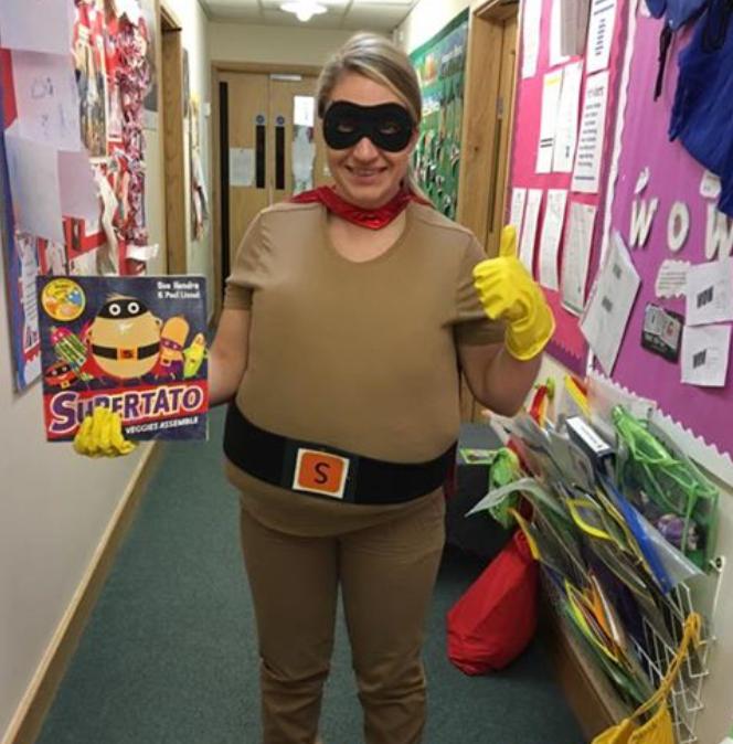 One pre-school manager dressed as Supertato on World Book Day. Picture by Rachel Cleary