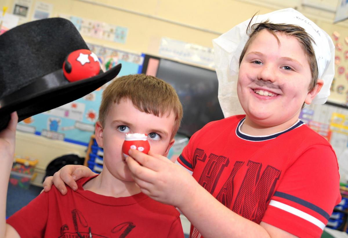Red Nose Day fun for pupils at Rodbourne Primary School. Picture by Dave Cox