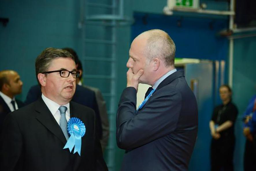 Swindon Conservatives Robert Buckland Justin Tomlinson before it is confirmed that they have held their seats. Picture by Thomas Kelsey