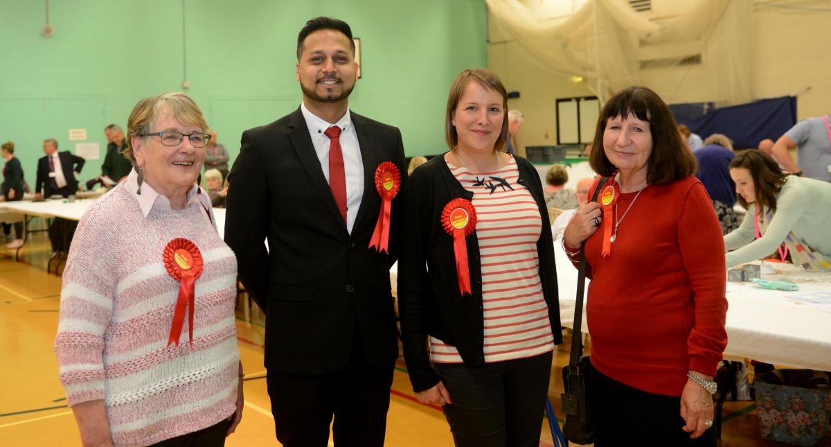 Labour's Imtiyaz Shaikh and supporters at the Devizes count. Picture by Siobhan Boyle
