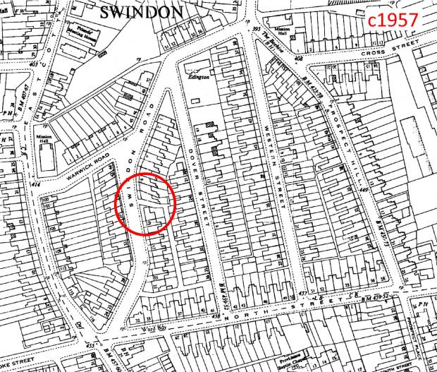 Swindon Advertiser: Map of Swindon Road in 1957