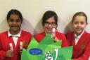 Winning Malmesbury pupils with their design