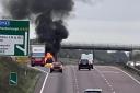 Car on fire closes part of A419