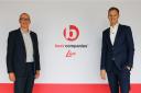 Chief executive Bill Fullen with TV Presenter Dan Walker at the Best Companies Live event