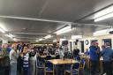 Chippenham supporters pack out Bluebirds Bar during the FA Cup second round draw.