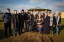 Members of Marion’s family with members of the Ford family at the tree planting in Lea       Picture: Nick Spratling