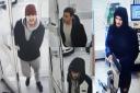 Police would like to speak to the four men pictured following the fraudulent use of a debit card.