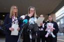 Cheryl Korbel, (second left) mother of nine-year-old Olivia Pratt-Korbel speaks to the media outside Manchester Crown Court after Thomas Cashman, 34, of Grenadier Drive, Liverpool, was sentenced to a minimum term of 42 years, for the murder of