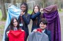 Lawn Manor pupils with some of the pre-loved prom outfits