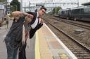The Rocky Horror Show cast at Swindon Train Station